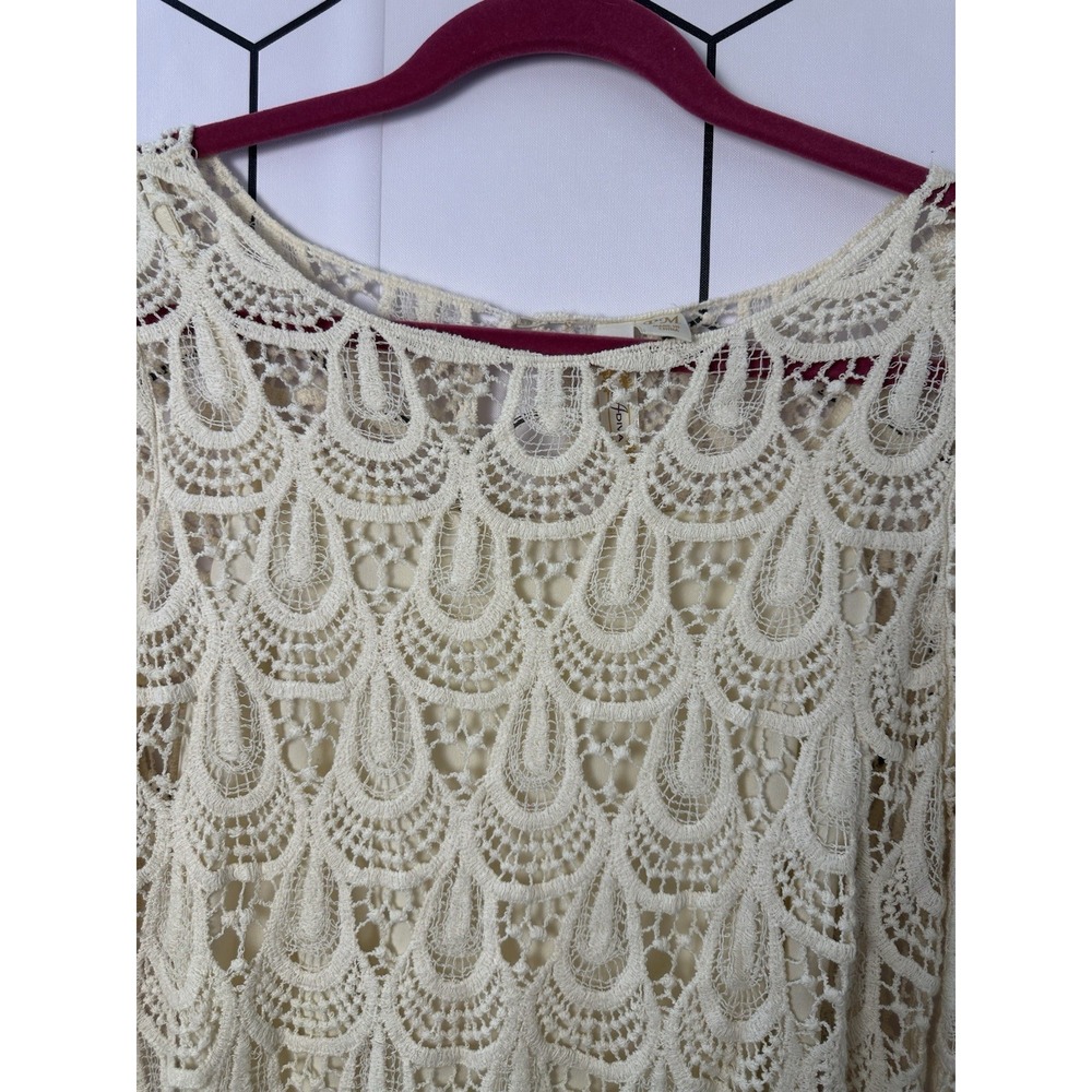 Adiva Women's Top Lace Ivory 3/4 Bell Sleeve Lined Size PM - Picture 5 of 15